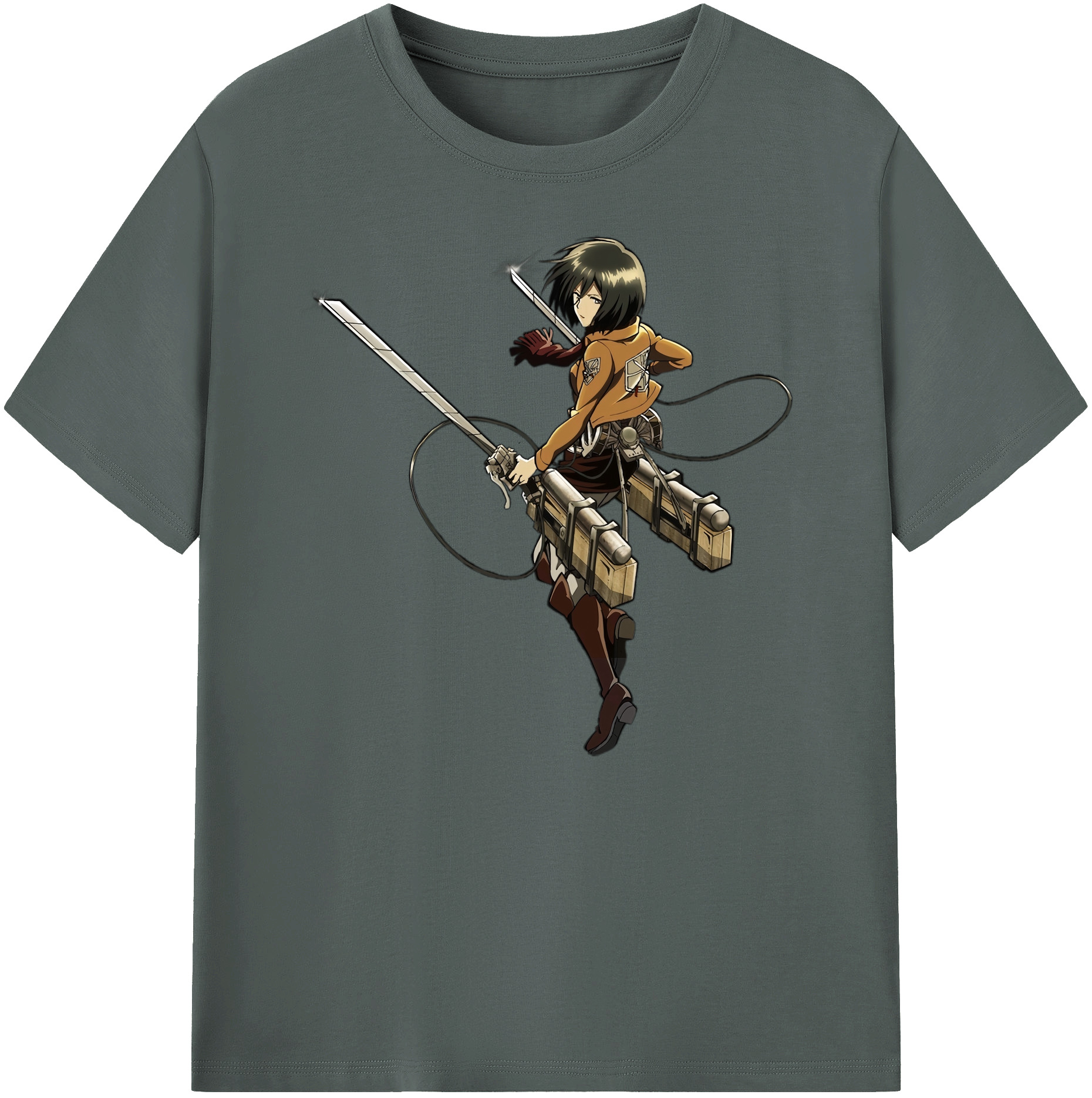 （画像用） 進撃の巨人 ミカサ·アッカーマン Attack on Titan Mikasa Ackerman 綿100％ メンズ半袖Tシャツ｜肌触りやわらか＆通気性